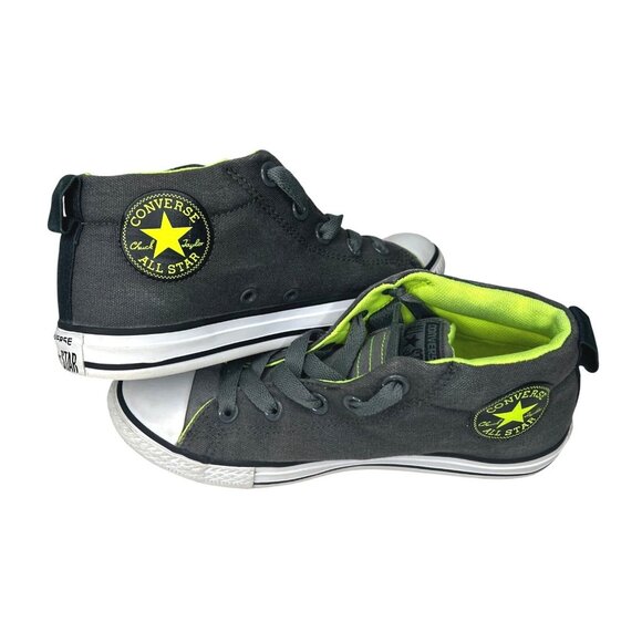 Converse Chunk Taylor All Star Kids' Sneakers Stylish Gray & Neon Green Size 2.5 - Picture 2 of 10